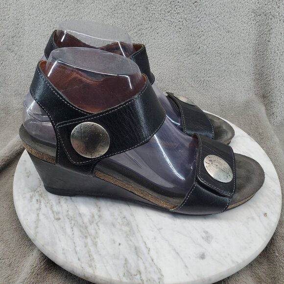 Taos Footwear Shoes Womens EU 39 US 8-8.5 Black Leather Carousel 2 Sandals - Picture 5 of 9